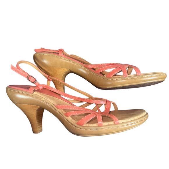 Sofft Coral Leather Strappy Sandals Size 8 – Comfortable Heeled Summer Shoes - Picture 10 of 11